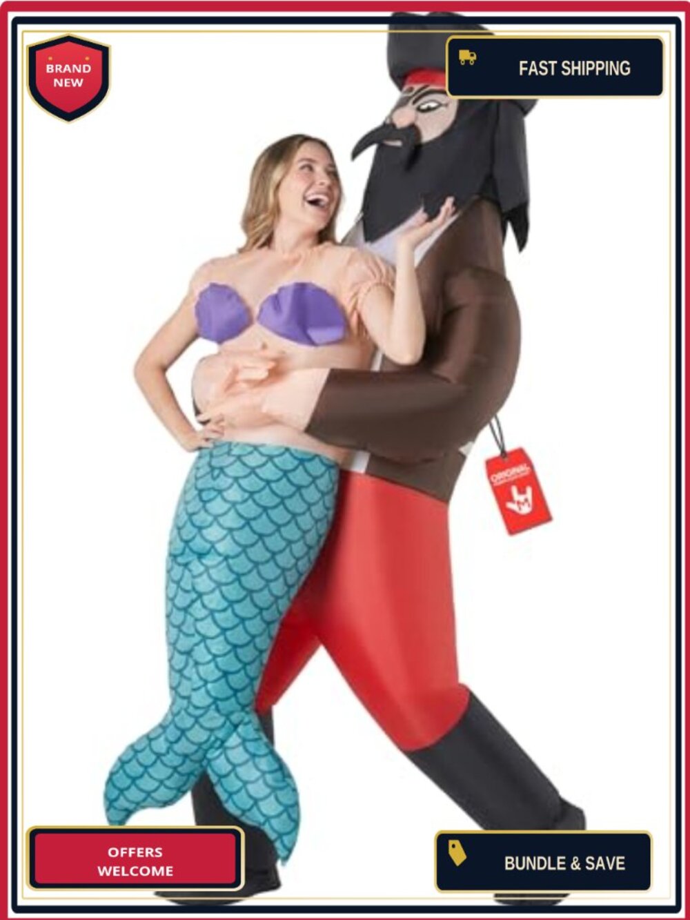 Morph Inflatable Pirate Mermaid Costume One Size Fits Most